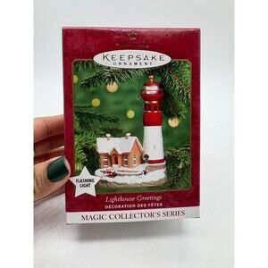 Hallmark Keepsake Magic Ornament Lighthouse Greetings In Box 2000